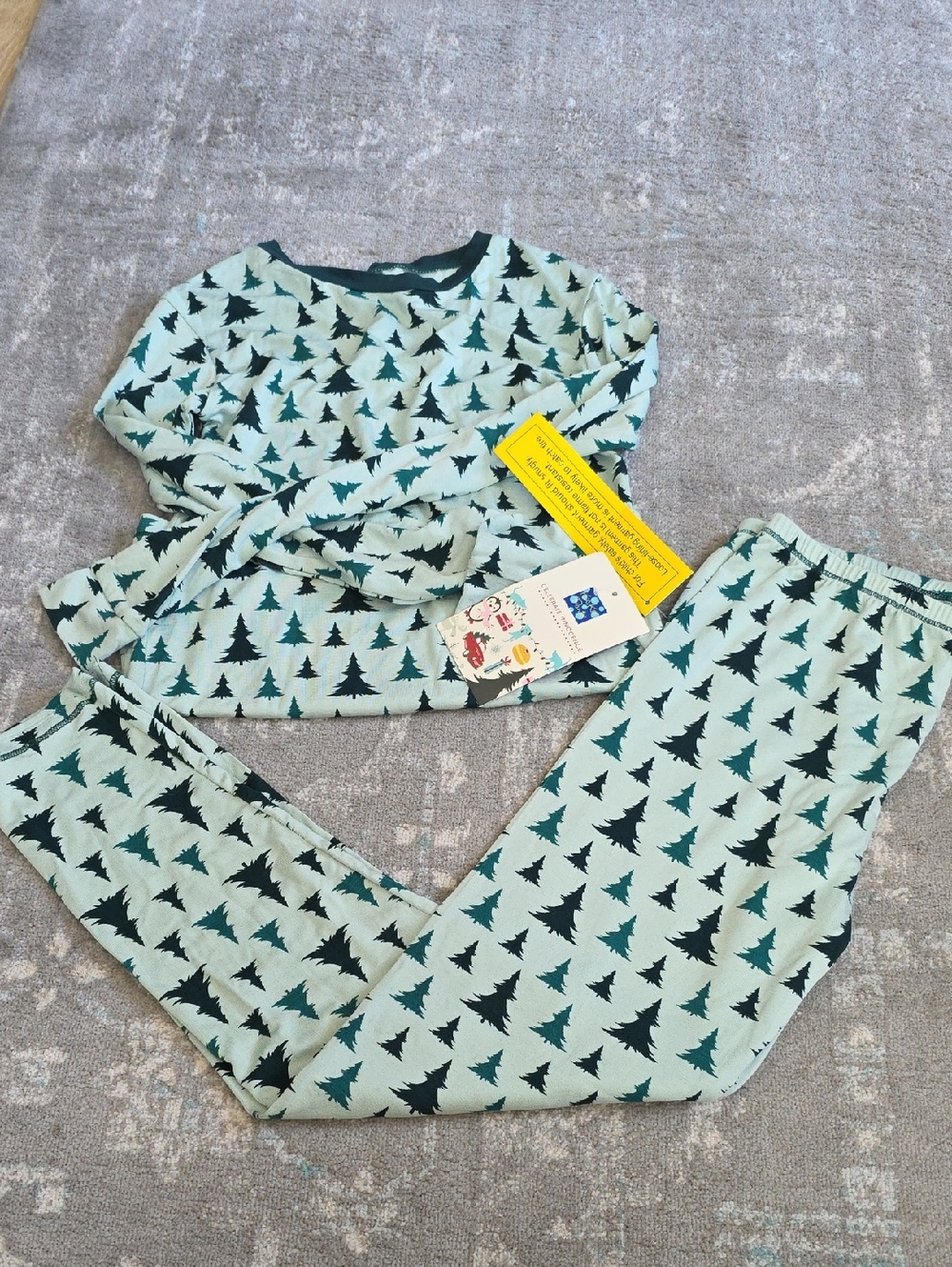 Kickee Pants Kids Mint Green Holiday Tree Pajama Set Size 14 NWT